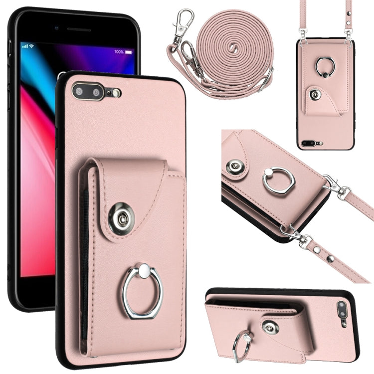 オルガンカードバッグリングホルダースマホケース 長いストラップ付き、iPhone 8 Plus / 7 Plus 用