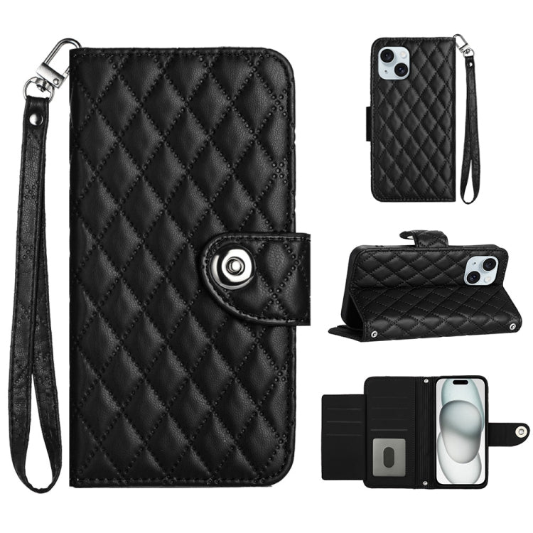 Rhombic Texture Flip Leather Phone Case with Lanyard, For iPhone 14 Pro Max, For iPhone SE 2022 / 2020 / 8 / 7, For iPhone 13 Pro Max, For iPhone 13 Pro, For iPhone 13, For iPhone 12 / 12 Pro, For iPhone 12 Pro Max, For iPhone 11 Pro Max