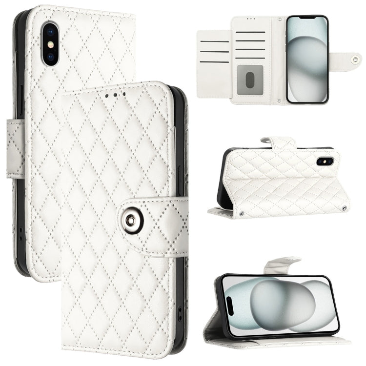 菱形テクスチャー フリップレザー電話ケース ストラップ付き、iPhone 11用、iPhone 11 Pro用、iPhone XS / X用、iPhone XR用、iPhone XS Max用、iPhone 8 Plus / 7 Plus / 6s Plus用