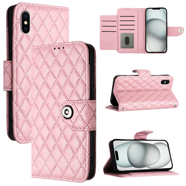 菱形テクスチャー フリップレザー電話ケース ストラップ付き、iPhone 11用、iPhone 11 Pro用、iPhone XS / X用、iPhone XR用、iPhone XS Max用、iPhone 8 Plus / 7 Plus / 6s Plus用