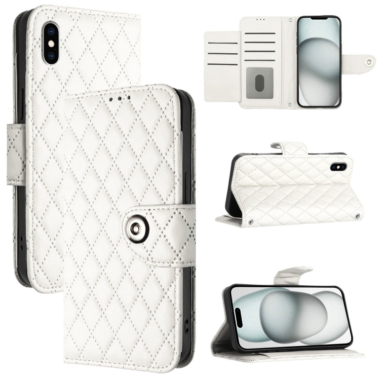 菱形テクスチャー フリップレザー電話ケース ストラップ付き、iPhone 11用、iPhone 11 Pro用、iPhone XS / X用、iPhone XR用、iPhone XS Max用、iPhone 8 Plus / 7 Plus / 6s Plus用