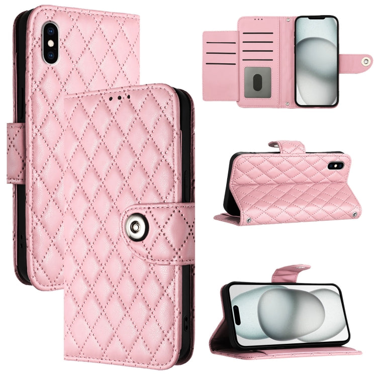菱形テクスチャー フリップレザー電話ケース ストラップ付き、iPhone 11用、iPhone 11 Pro用、iPhone XS / X用、iPhone XR用、iPhone XS Max用、iPhone 8 Plus / 7 Plus / 6s Plus用