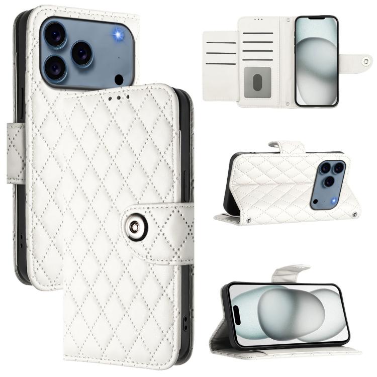 ひし形テクスチャーフリップレザースマホケース ストラップ付き、iPhone 17 Pro Max 用、iPhone 17 Pro 用、iPhone 17 用、iPhone Air 用、iPhone SE 2024 用、iPhone 16 Pro Max 用、iPhone 16 Pro 用、iPhone 16 Plus 用