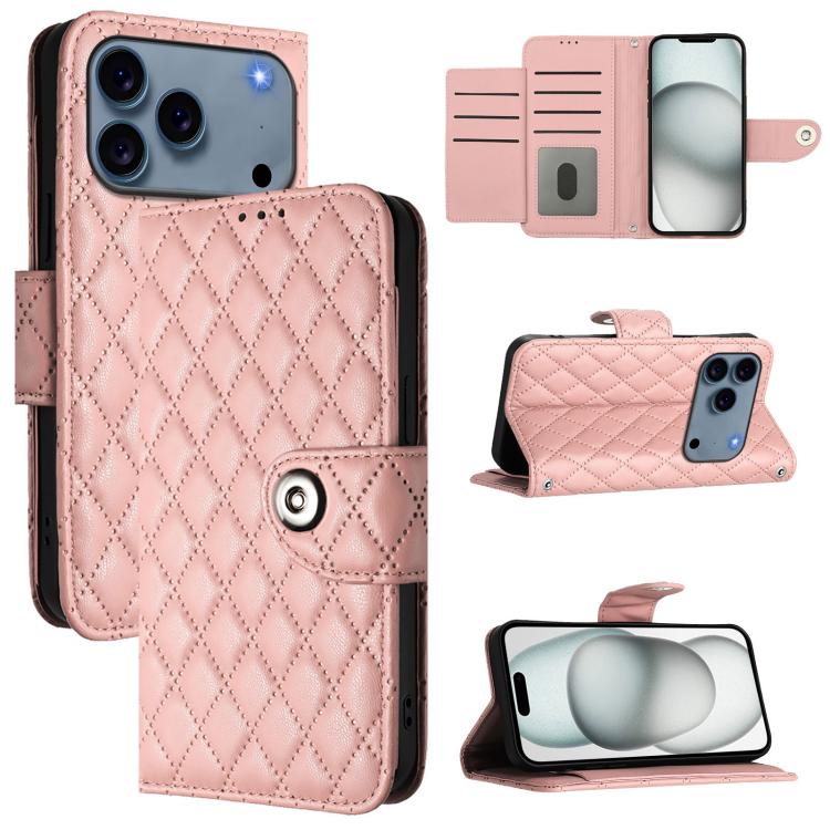 ひし形テクスチャーフリップレザースマホケース ストラップ付き、iPhone 17 Pro Max 用、iPhone 17 Pro 用、iPhone 17 用、iPhone Air 用、iPhone SE 2024 用、iPhone 16 Pro Max 用、iPhone 16 Pro 用、iPhone 16 Plus 用