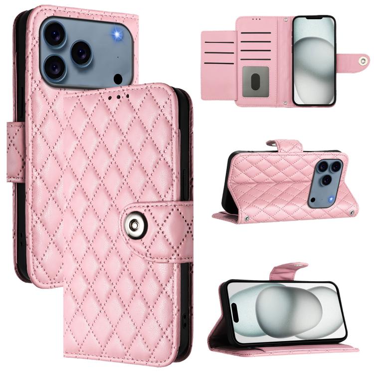 ひし形テクスチャーフリップレザースマホケース ストラップ付き、iPhone 17 Pro Max 用、iPhone 17 Pro 用、iPhone 17 用、iPhone Air 用、iPhone SE 2024 用、iPhone 16 Pro Max 用、iPhone 16 Pro 用、iPhone 16 Plus 用