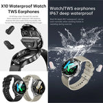 X10 ヘッドホン スマートウォッチ 1.39インチ 防水ブレスレット、Bluetooth通話 / NFC / 心拍数対応