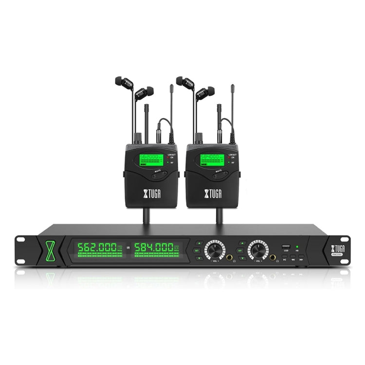 XTUGA RW2090 プロフェッショナルステージワイヤレス2チャンネルインイヤーモニタリングシステム2イン1、USプラグ、EUプラグ、AUプラグ、UKプラグ