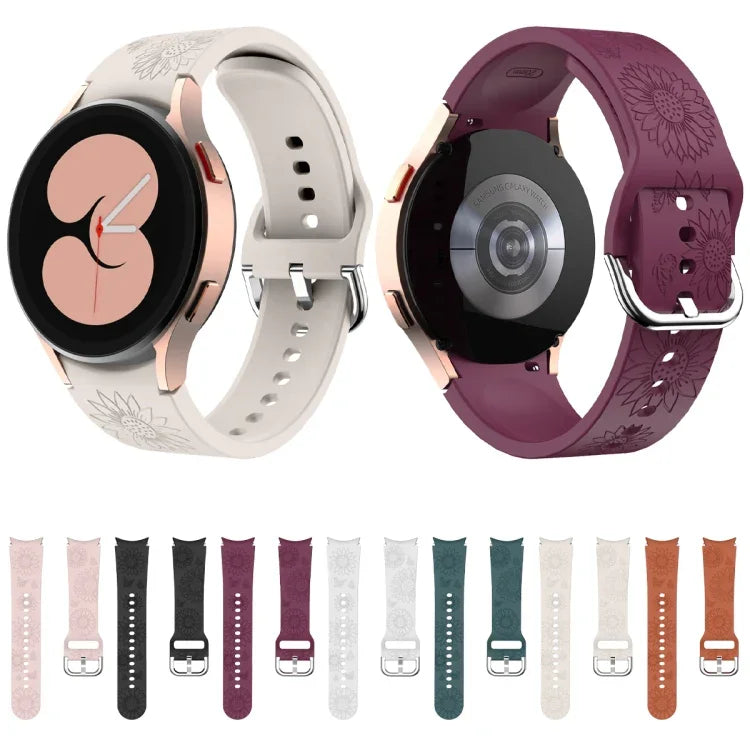 ひまわり柄型押しシリコンウォッチバンド, サムスンギャラクシーウォッチ6用