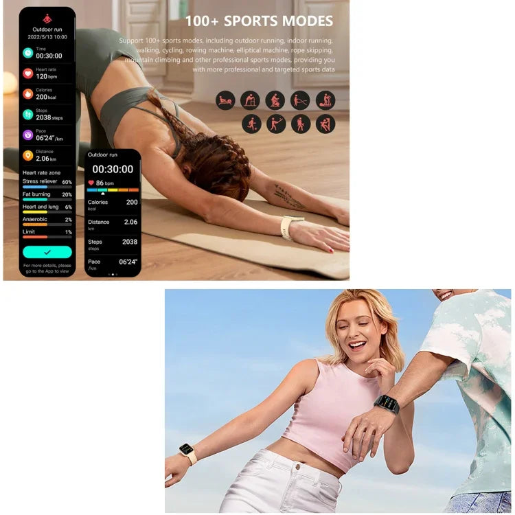 DM05 1.83インチ BT5.2 スマートスポーツウォッチ、睡眠 / 心拍数 / 血中酸素 / 体温 / 血糖値 / 血圧健康モニター対応