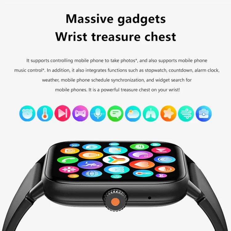 QS13 1.83インチ BT5.2 スマートスポーツウォッチ、Bluetooth通話 / 睡眠 / 血糖値 / 血中酸素 / 心拍数 / 血圧健康モニター対応