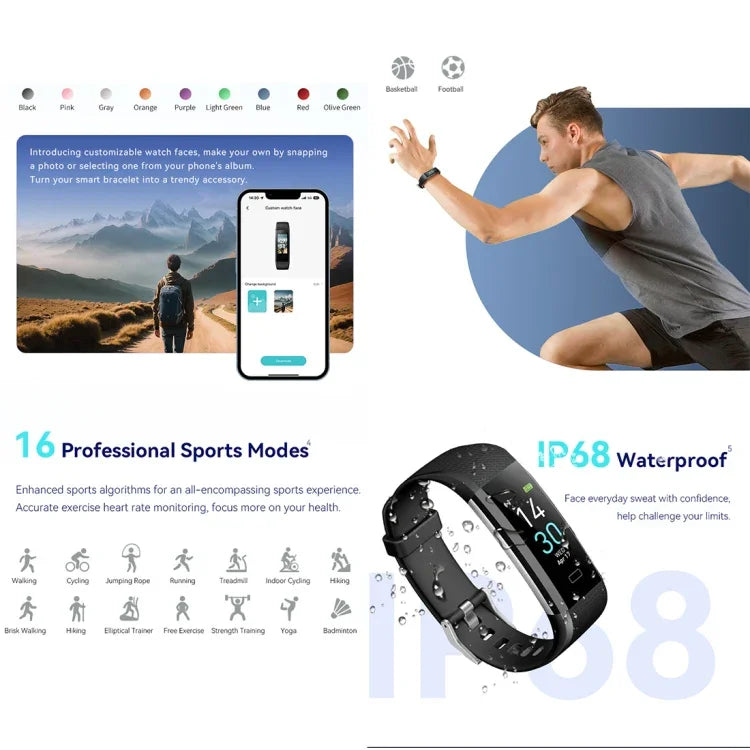 S5-4 スマートブレスレット IP68防水 心拍数 スポーツ フィットネストラッカー スマートウォッチ