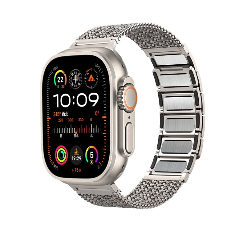 マグネット留め具編み込みチェーンステンレススチール時計バンド、Apple Watch SE 2023 44mm用、Apple Watch SE 2023 40mm用、Apple Watch Ultra 2 49mm用、Apple Watch Series 9 45mm用、Apple Watch Series 9 41mm用、Apple Watch Ultra 49mm用