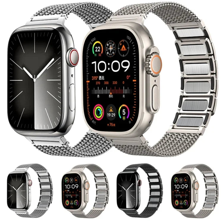 磁気留め具編み込みチェーンステンレススチールウォッチバンド、Apple Watch 42mm用、Apple Watch 38mm用