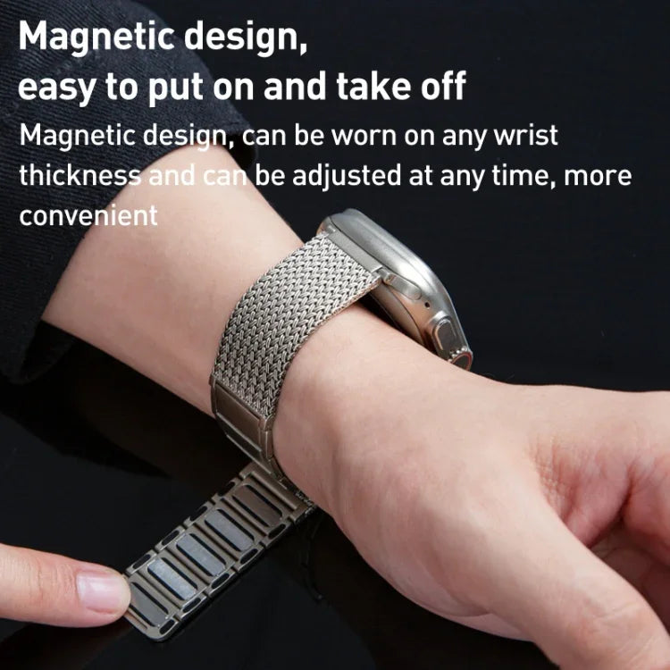 磁気留め具編み込みチェーンステンレススチールウォッチバンド、Apple Watch 42mm用、Apple Watch 38mm用