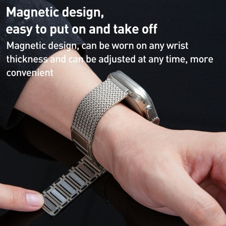 マグネット留め具編み込みチェーンステンレススチール時計バンド、Apple Watch SE 40mm用、Apple Watch SE 44mm用、Apple Watch Series 6 40mm用、Apple Watch Series 6 44mm用、Apple Watch Series 5 44mm用、Apple Watch Series 5 40mm用