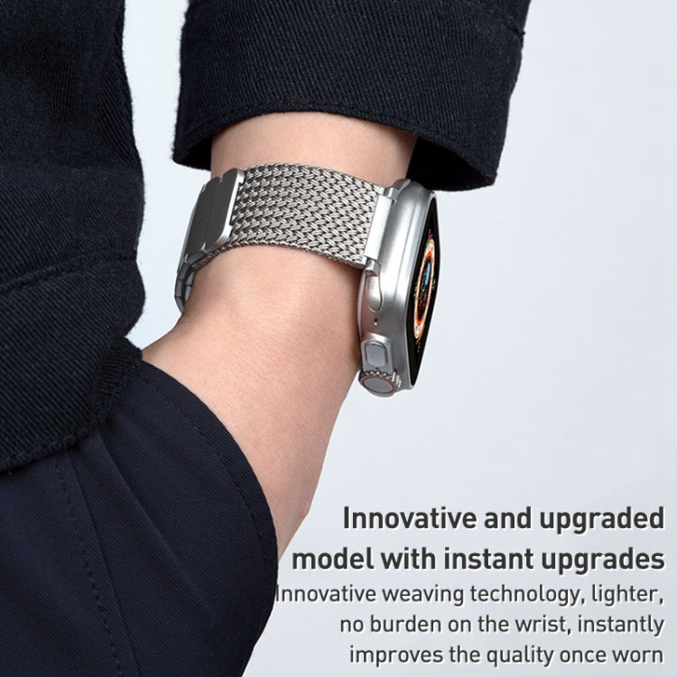 マグネット留め具編み込みチェーンステンレススチール時計バンド、Apple Watch SE 2023 44mm用、Apple Watch SE 2023 40mm用、Apple Watch Ultra 2 49mm用、Apple Watch Series 9 45mm用、Apple Watch Series 9 41mm用、Apple Watch Ultra 49mm用