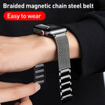 マグネット留め具編み込みチェーンステンレススチール時計バンド、Apple Watch SE 2023 44mm用、Apple Watch SE 2023 40mm用、Apple Watch Ultra 2 49mm用、Apple Watch Series 9 45mm用、Apple Watch Series 9 41mm用、Apple Watch Ultra 49mm用