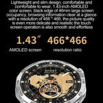 LEMFO HK4 1.43インチ AMOLED ラウンドスクリーン スマートウォッチ、Bluetooth通話対応