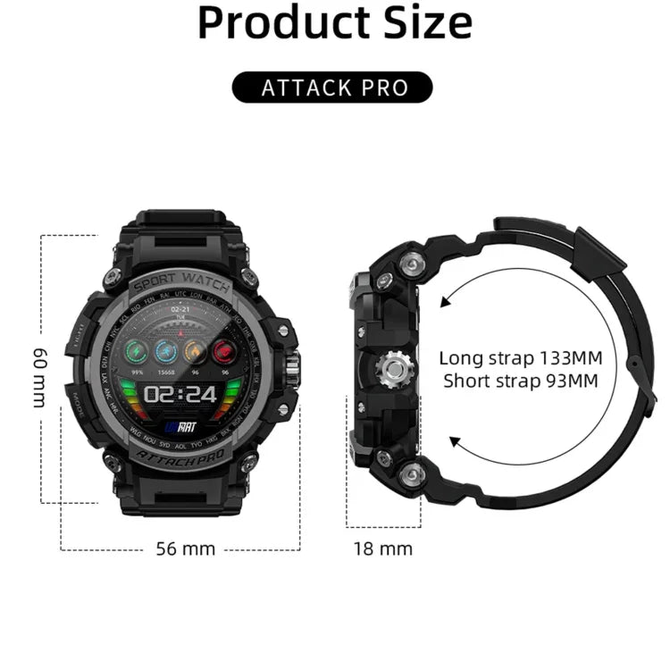 LOKMAT ATTACK Pro 1.39インチ BT5.1 スマートスポーツウォッチ、Bluetooth通話 / 睡眠 / 心拍数 / 血圧健康モニター対応