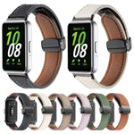 Litchi Texture Magnetic Black Buckle Leather Watch Band, For Samsung Galaxy Fit 3