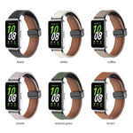 Litchi Texture Magnetic Black Buckle Leather Watch Band, For Samsung Galaxy Fit 3