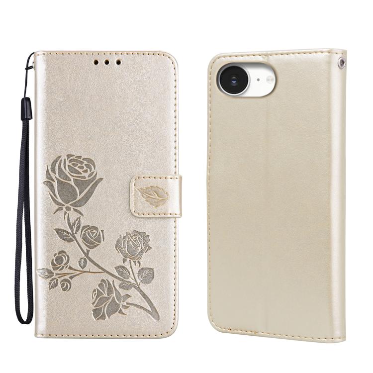 ローズエンボス加工PUレザー電話ケース、iPhone 17e / 16e用、iPhone 17 Pro Max用、iPhone 17 Pro用、iPhone 17用、iPhone 16 Pro Max用、iPhone 16 Pro用、iPhone 16 Plus用、iPhone 16用、iPhone 15 Pro Max用