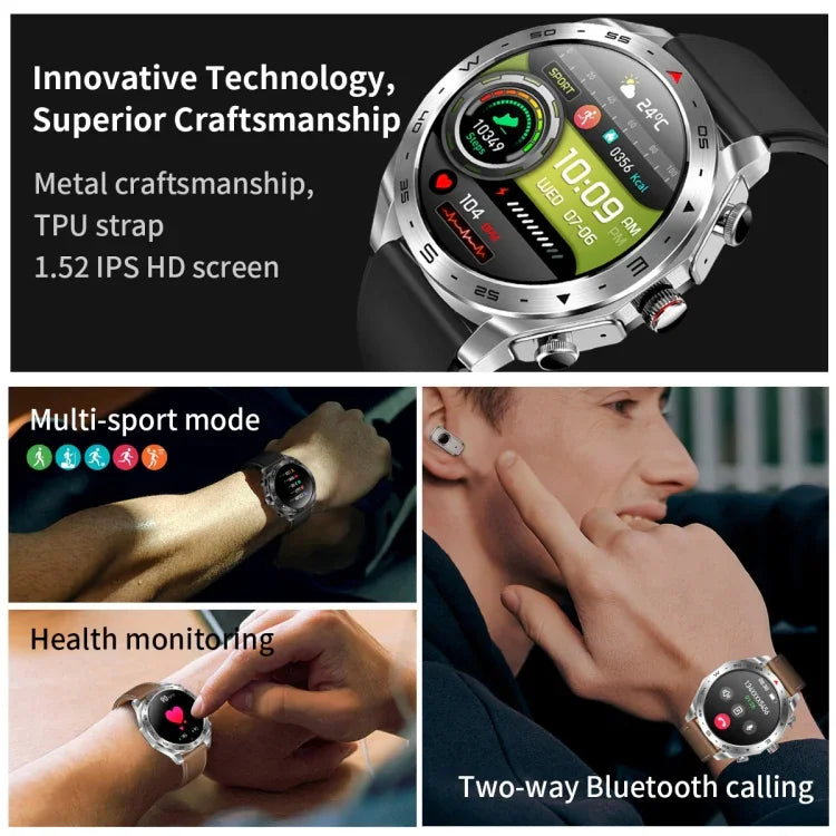 LEMFO T95 1.52インチIPSスクリーン 2イン1 Bluetoothイヤホン スマートウォッチ 健康モニタリング対応