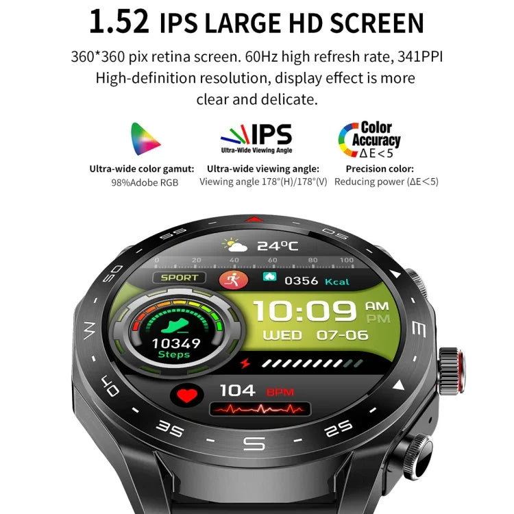 LEMFO T95 1.52インチIPSスクリーン 2イン1 Bluetoothイヤホン スマートウォッチ 健康モニタリング対応