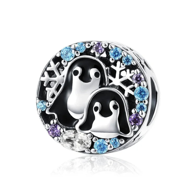 S925スターリングシルバー ペンギンハウス ブレスレットアクセサリー ダイヤモンドビーズ付き