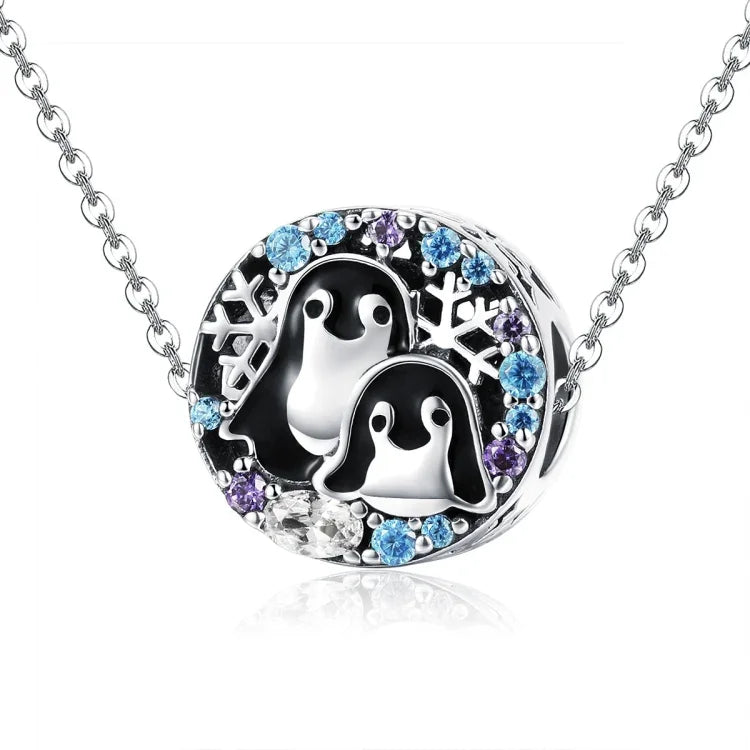 S925スターリングシルバー ペンギンハウス ブレスレットアクセサリー ダイヤモンドビーズ付き
