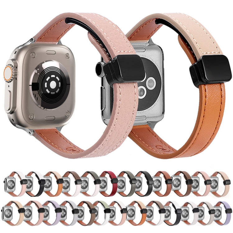スリム磁気バックル本革ウォッチバンド、Apple Watch 38mm用