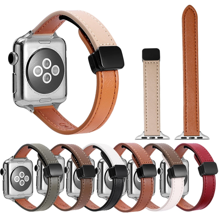 スリム磁気バックル本革ウォッチバンド、Apple Watch 38mm用