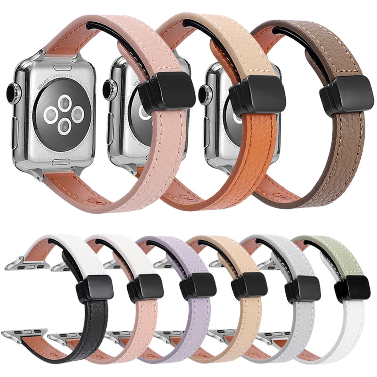 スリム磁気バックル本革ウォッチバンド、Apple Watch 38mm用