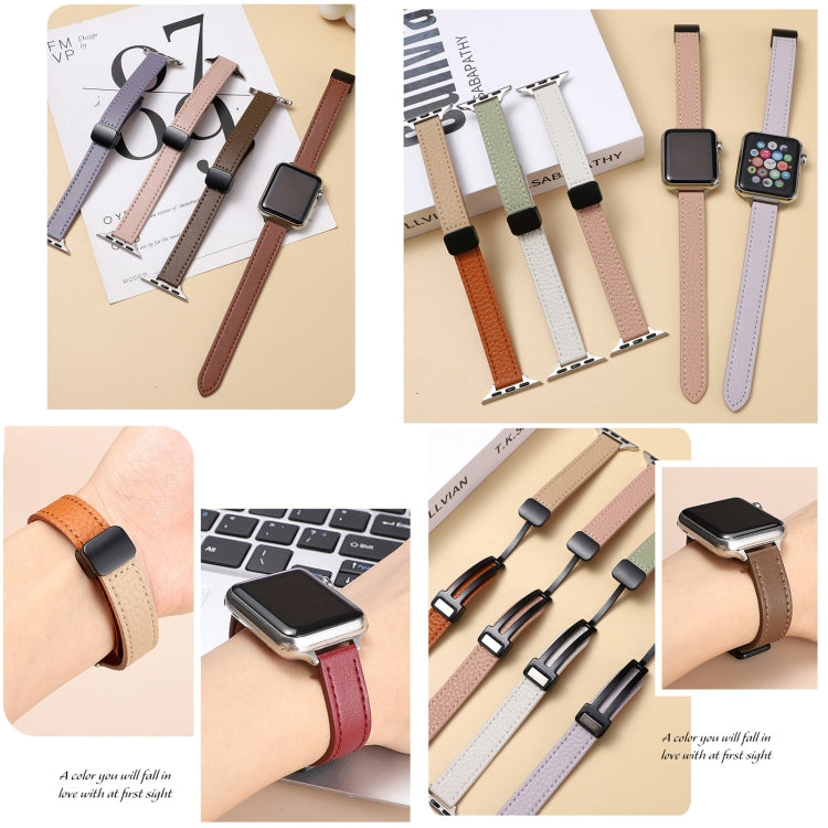 スリム磁気バックル本革ウォッチバンド、Apple Watch 38mm用