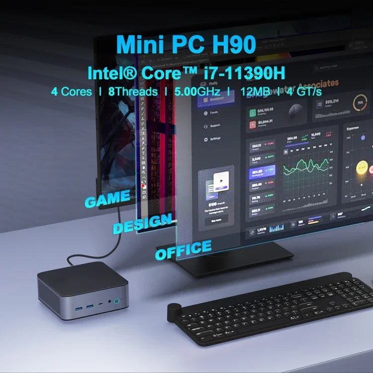 GXMO H90 Windows 11 Intel Core i7 11390H Processor Mini Computer, Without RAM & SSD