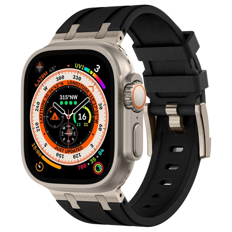 ストーングレイン液体シリコンウォッチバンド、Apple Watch SE 2023 44mm用、Apple Watch Ultra 2 49mm用、Apple Watch Series 9 45mm用、Apple Watch Ultra 49mm用