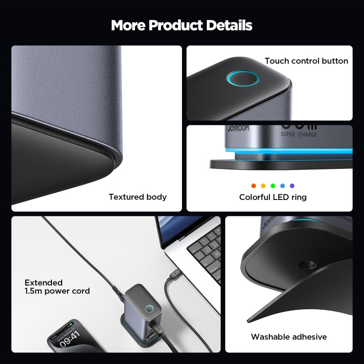 JOYROOM JR-TCM02 6-in-1 65W GaN 4 USB-C & 2 USB-A マルチポート充電器、EUプラグ、UKプラグ