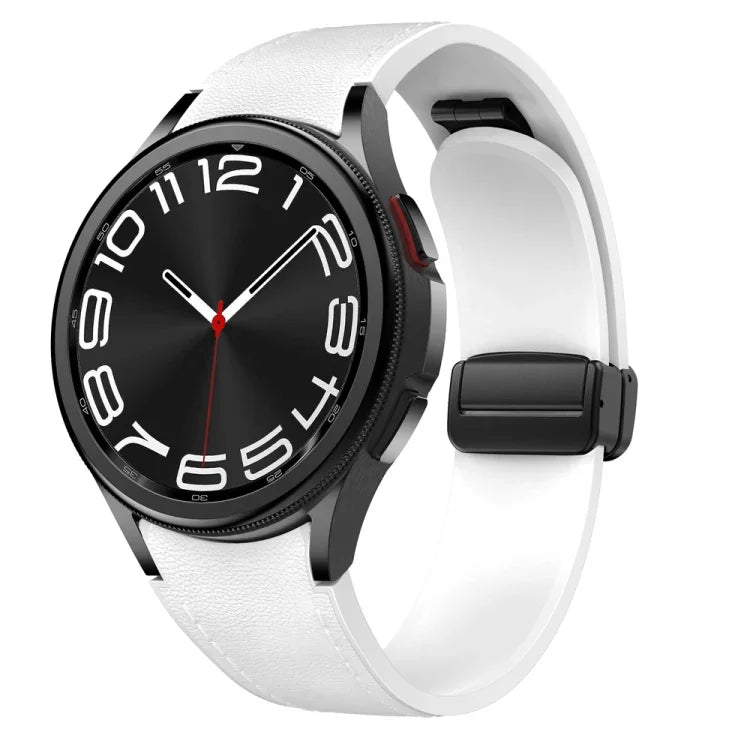 マグネット式ブラックバックルレザーシリコンウォッチバンド、Samsung Galaxy Watch 6用