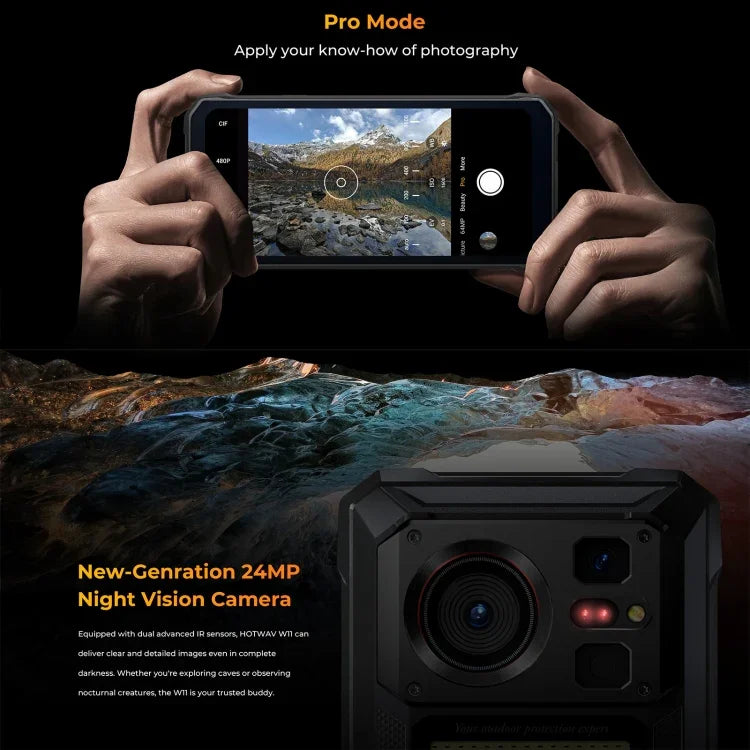 HOTWAV W11 頑丈スマホ、ナイトビジョン、20800mAh、6.6インチ Android 13 MT8788 オクタコア、ネットワーク：4G、OTG、通話録音、6GB+256GB