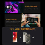 HOTWAV W11 頑丈スマホ、ナイトビジョン、20800mAh、6.6インチ Android 13 MT8788 オクタコア、ネットワーク：4G、OTG、通話録音、6GB+256GB