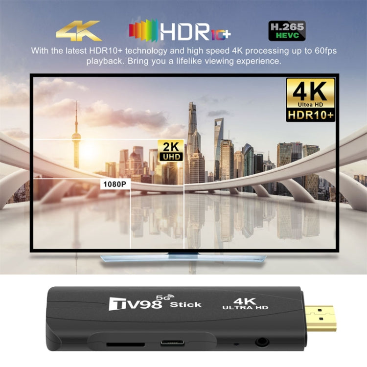 TV98 Rockchip 3228A クアッドコア 4K HD Bluetooth Android TVスティック、Rockchip 3228A 4K、4GB+32GB、2GB+16GB
