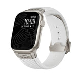 縦型テクスチャーチタンバックル伸縮シリコンウォッチバンド、Apple Watch SE 44mm用、Apple Watch Series 6 44mm用、Apple Watch Series 5 44mm用、Apple Watch Series 4 44mm用、Apple Watch Series 3 42mm用、Apple Watch Series 2 42mm用