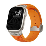 縦型テクスチャーチタンバックル伸縮シリコンウォッチバンド、Apple Watch SE 44mm用、Apple Watch Series 6 44mm用、Apple Watch Series 5 44mm用、Apple Watch Series 4 44mm用、Apple Watch Series 3 42mm用、Apple Watch Series 2 42mm用
