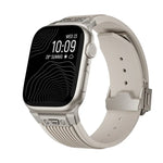 縦型テクスチャーチタンバックル伸縮シリコンウォッチバンド、Apple Watch SE 44mm用、Apple Watch Series 6 44mm用、Apple Watch Series 5 44mm用、Apple Watch Series 4 44mm用、Apple Watch Series 3 42mm用、Apple Watch Series 2 42mm用