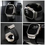 縦型テクスチャーチタンバックル伸縮シリコンウォッチバンド、Apple Watch SE 44mm用、Apple Watch Series 6 44mm用、Apple Watch Series 5 44mm用、Apple Watch Series 4 44mm用、Apple Watch Series 3 42mm用、Apple Watch Series 2 42mm用