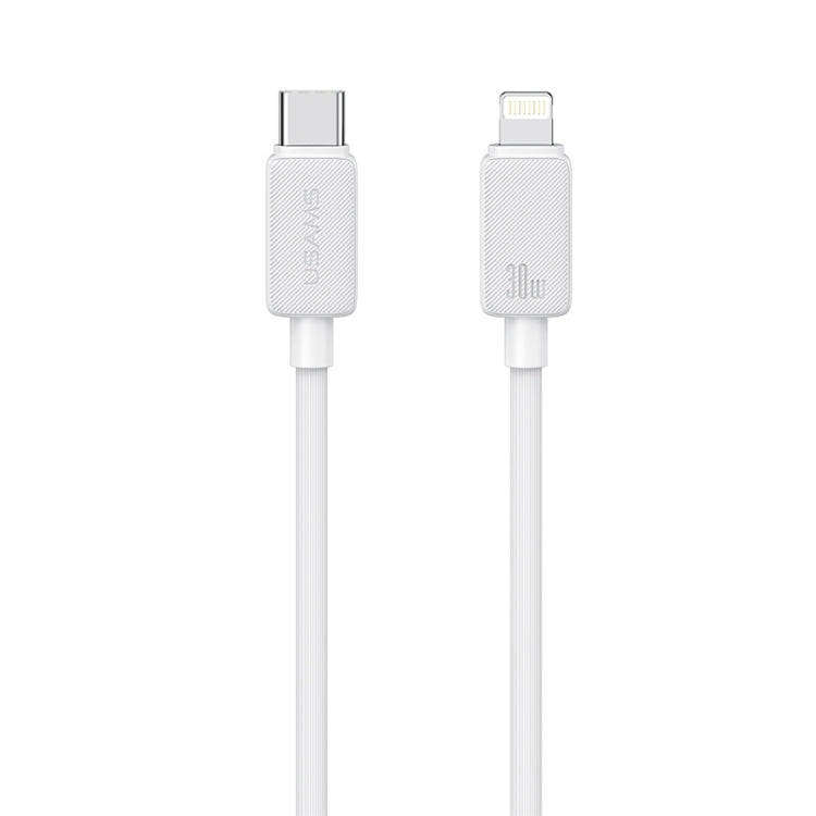USAMS US-SJ697 USB-C / Type-C から 8ピン 30W ストライプ急速充電データケーブル 1m, 2m, 3m
