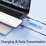 USAMS US-SJ697 USB-C / Type-C から 8ピン 30W ストライプ急速充電データケーブル 1m, 2m, 3m