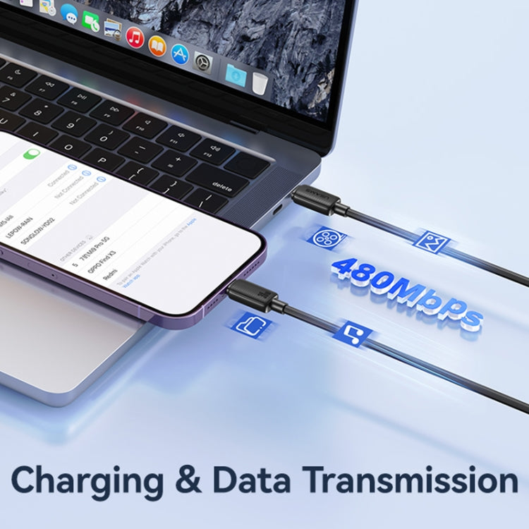 USAMS US-SJ697 USB-C / Type-C から 8ピン 30W ストライプ急速充電データケーブル 1m, 2m, 3m
