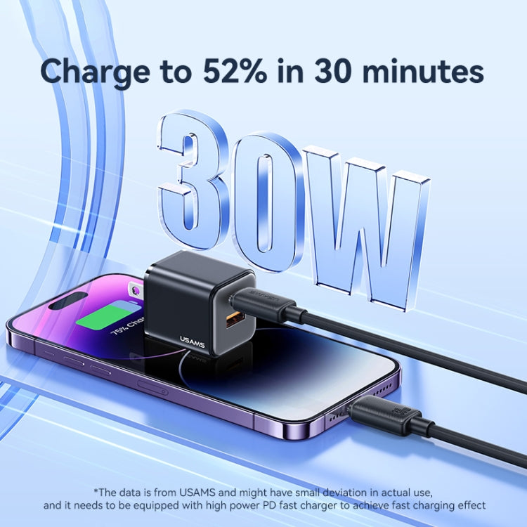 USAMS US-SJ697 USB-C / Type-C から 8ピン 30W ストライプ急速充電データケーブル 1m, 2m, 3m