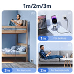 USAMS US-SJ697 USB-C / Type-C から 8ピン 30W ストライプ急速充電データケーブル 1m, 2m, 3m